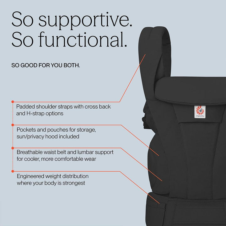Ergobaby Omni Deluxe Cotton - Onyx Black-Baby Carriers-Onyx Black- | Natural Baby Shower