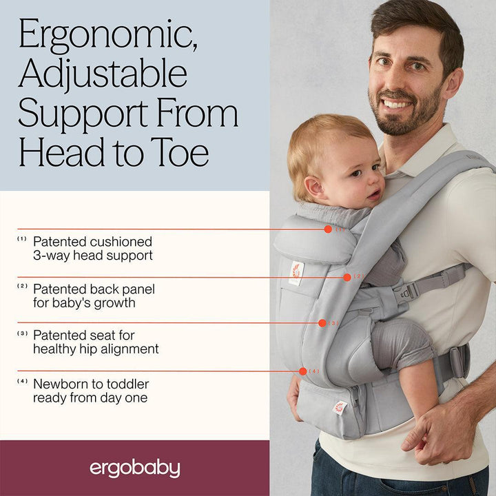 Ergobaby Omni Deluxe Cotton - Pearl Grey-Baby Carriers-Pearl Grey- | Natural Baby Shower
