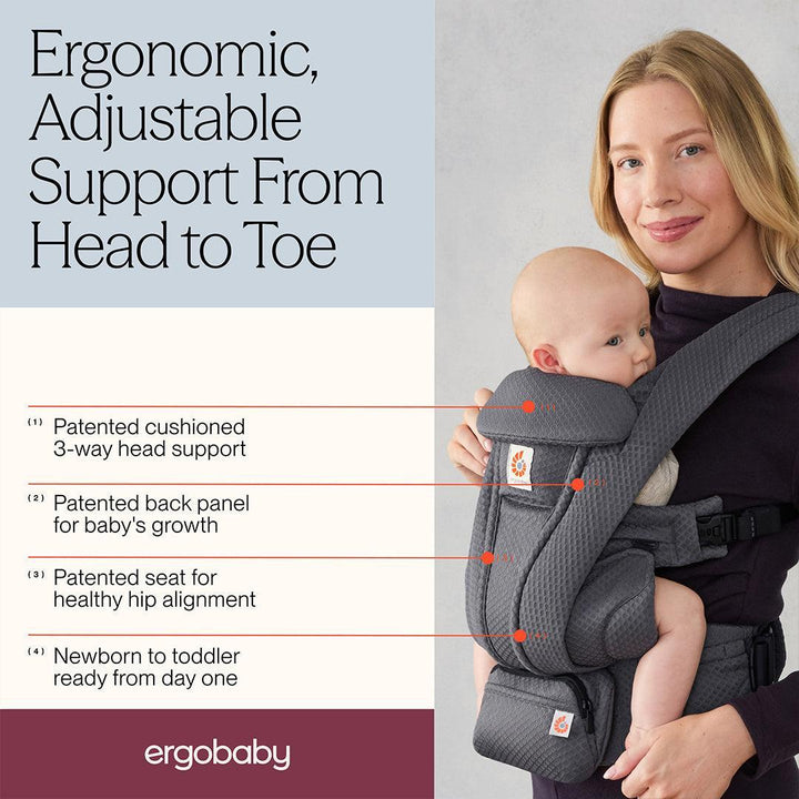 Ergobaby Omni Deluxe Mesh - Graphite Grey-Baby Carriers-Graphite Grey- | Natural Baby Shower