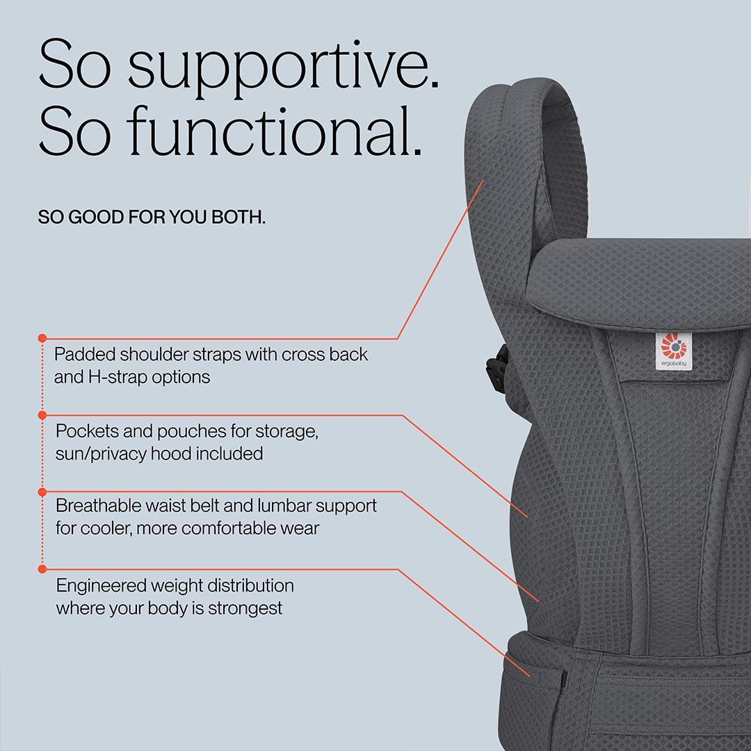 Ergobaby Omni Deluxe Mesh - Graphite Grey-Baby Carriers-Graphite Grey- | Natural Baby Shower