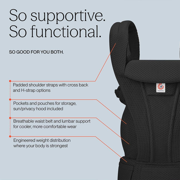Ergobaby Omni Deluxe Mesh - Onyx Black-Baby Carriers-Onyx Black- | Natural Baby Shower