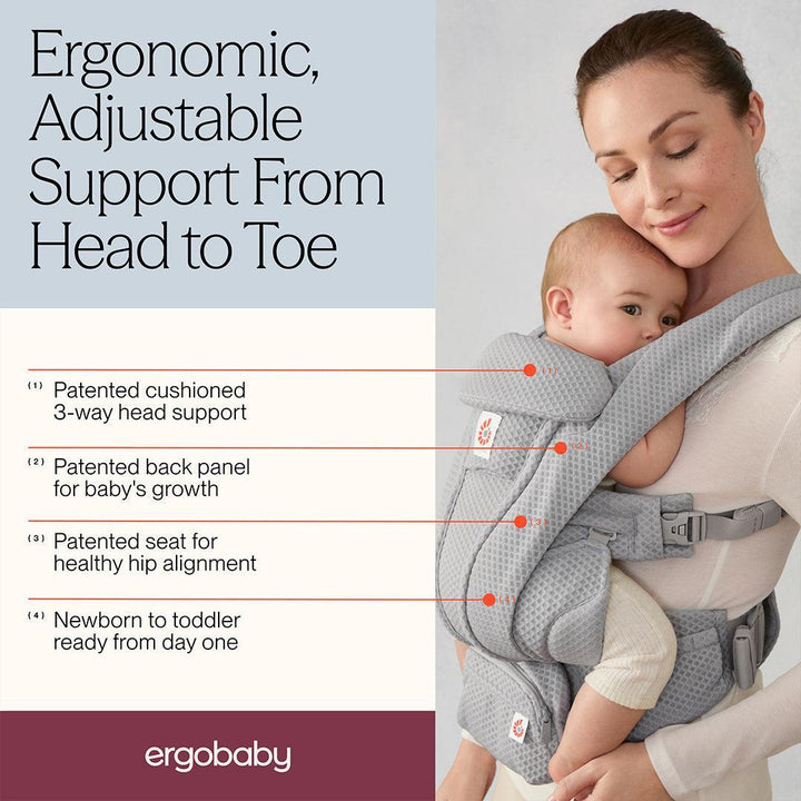 Ergobaby Omni Deluxe Mesh - Pearl Grey-Baby Carriers-Pearl Grey- | Natural Baby Shower