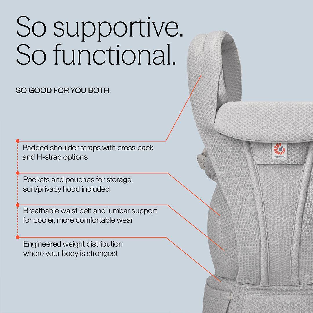 Ergobaby Omni Deluxe Mesh - Pearl Grey-Baby Carriers-Pearl Grey- | Natural Baby Shower