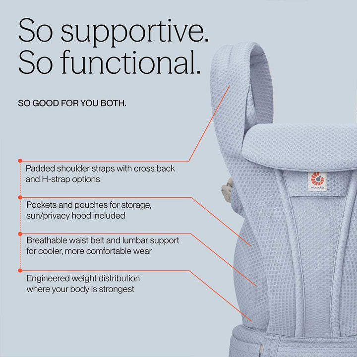 Ergobaby Omni Deluxe Mesh - Serene Blue-Baby Carriers-Serene Blue- | Natural Baby Shower