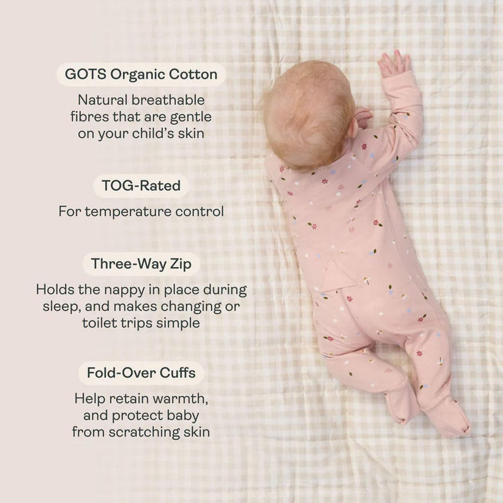 ergoPouch Organic Layers Long Sleeve Babygrow - Oatmeal - 1.0 TOG-Sleepsuits-Oatmeal-0-3m | Natural Baby Shower