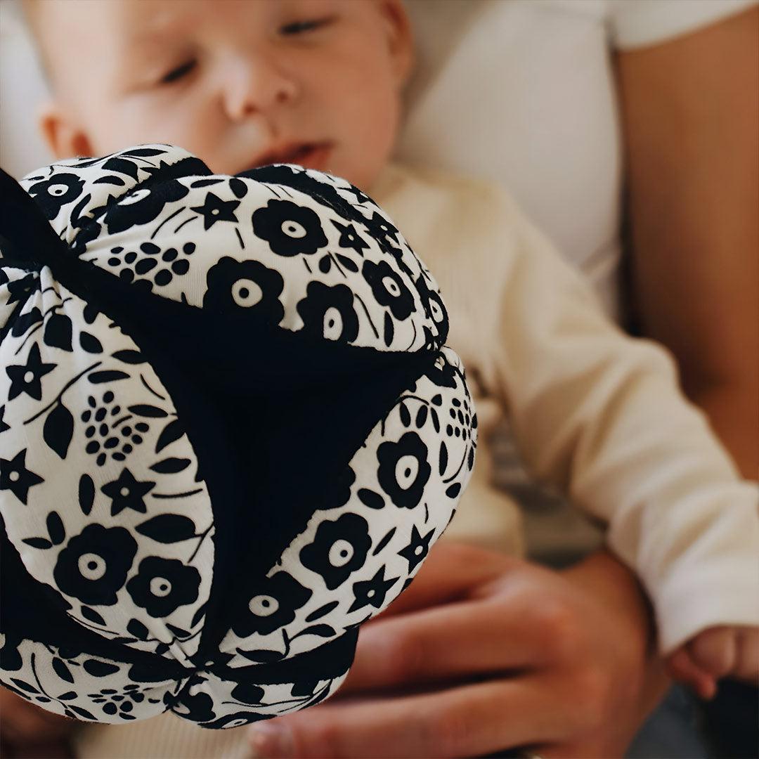 Etta Loves x LIBERTY Sensory Grasp Ball - Black & White-Soft Toys-Black & White- | Natural Baby Shower