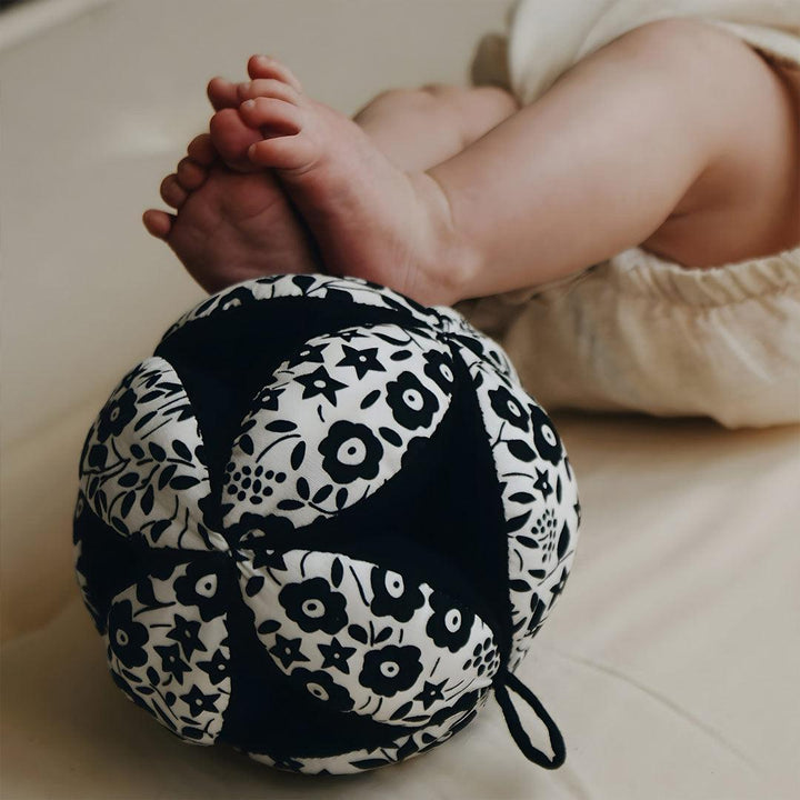 Etta Loves x LIBERTY Sensory Grasp Ball - Black & White-Soft Toys-Black & White- | Natural Baby Shower