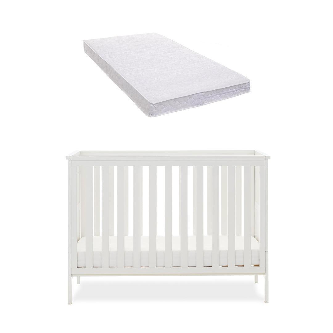 Obaby Evie Mini Cot Bed - White-Cot Beds-White-Pocket Sprung Mattress | Natural Baby Shower