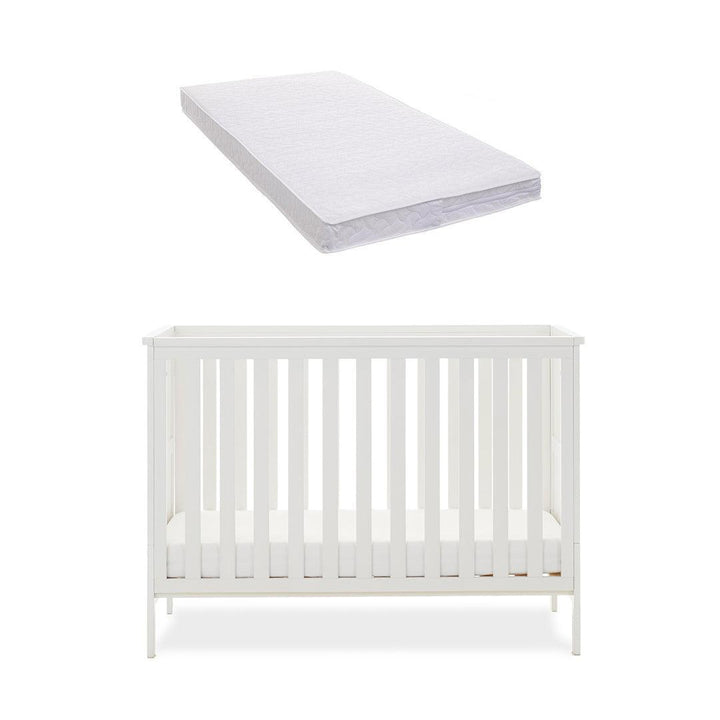 Obaby Evie Mini Cot Bed - White-Cot Beds-White-Pocket Sprung Mattress | Natural Baby Shower