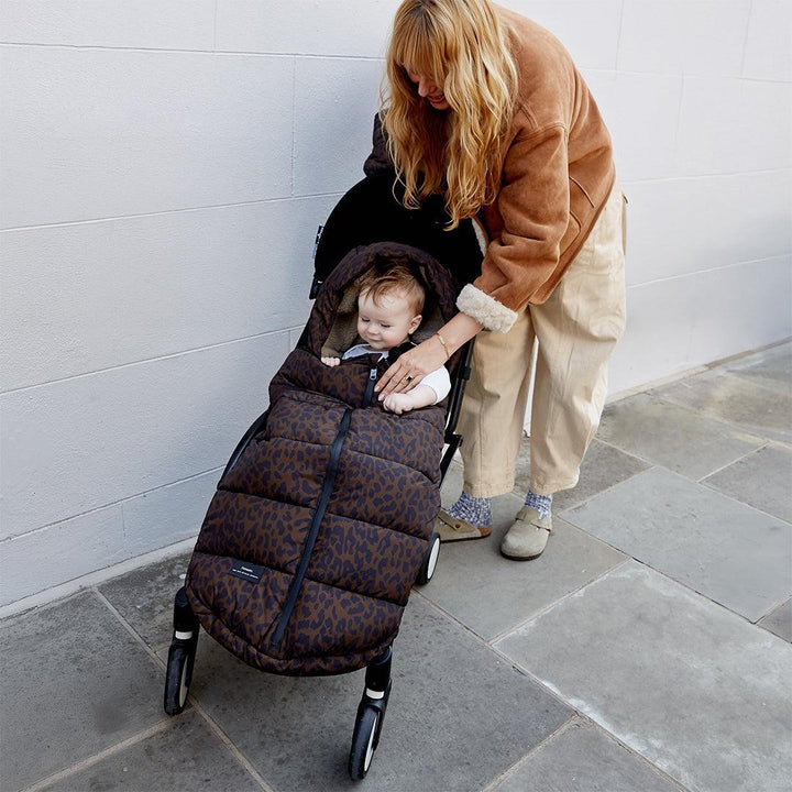 Finnson Alma Universal Eco Quilted Footmuff - Choc Leoaprd-Footmuffs- | Natural Baby Shower