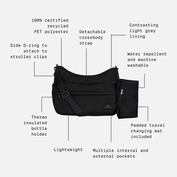 Finnson Clara Eco Oversized Changing Bag - Black-Changing Bags- | Natural Baby Shower