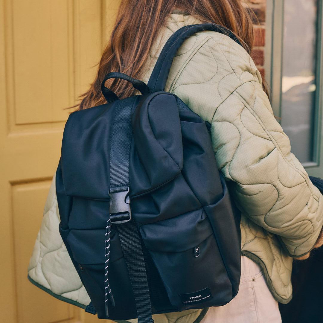 Finnson Elise Eco Changing Backpack & Changing Mat - Black-Changing Bags-Black- | Natural Baby Shower