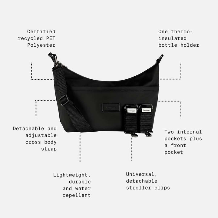 Finnson Fia Eco Oversized Sling Stroller Organiser with Clips - Mocha-Stroller Organisers-Mocha- | Natural Baby Shower