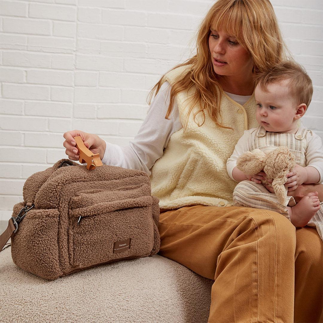 Finnson Freya Eco Oversized Stroller Organiser - Mocha Borg-Stroller Organisers- | Natural Baby Shower