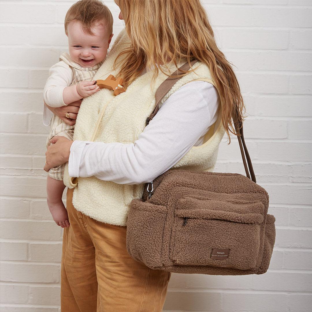 Finnson Freya Eco Oversized Stroller Organiser - Mocha Borg-Stroller Organisers- | Natural Baby Shower