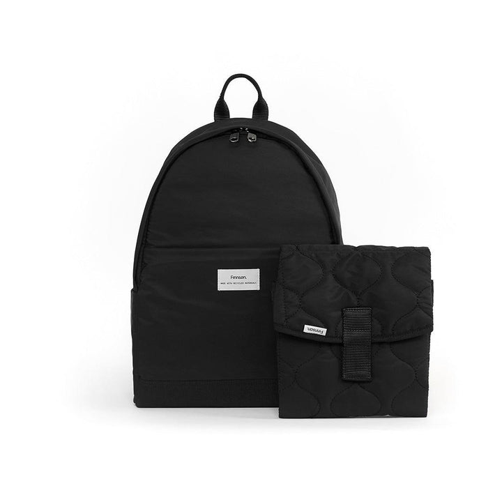 Finnson Inge Eco Changing Backpack With Changing Mat - Black-Changing Bags-Black- | Natural Baby Shower
