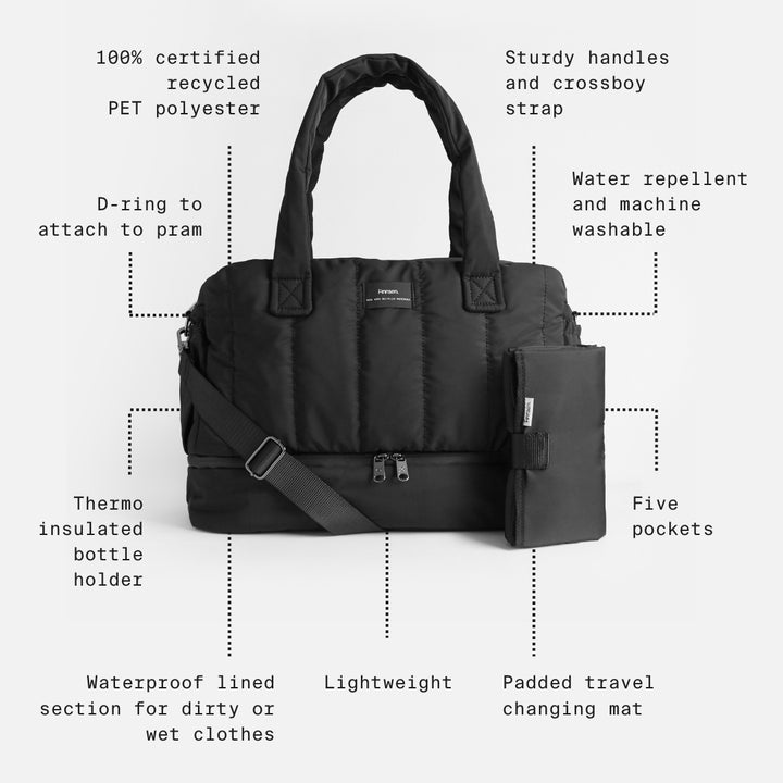 Finnson Innes Eco Holdall Changing Bag With Changing Mat - Taupe-Changing Bags-Taupe- | Natural Baby Shower