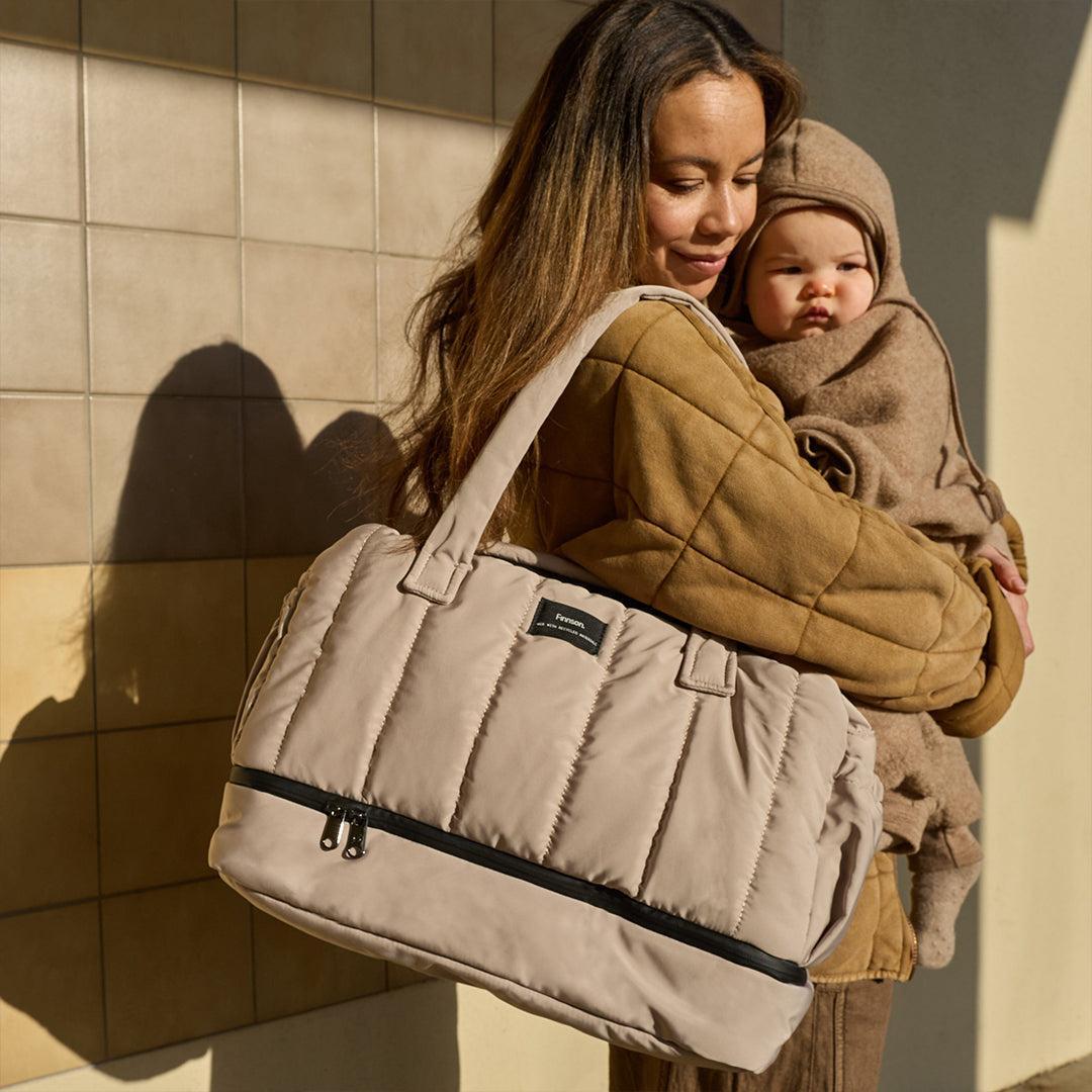 Finnson Innes Eco Holdall Changing Bag With Changing Mat - Taupe-Changing Bags-Taupe- | Natural Baby Shower