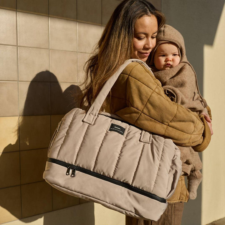 Finnson Innes Eco Holdall Changing Bag With Changing Mat - Taupe-Changing Bags-Taupe- | Natural Baby Shower