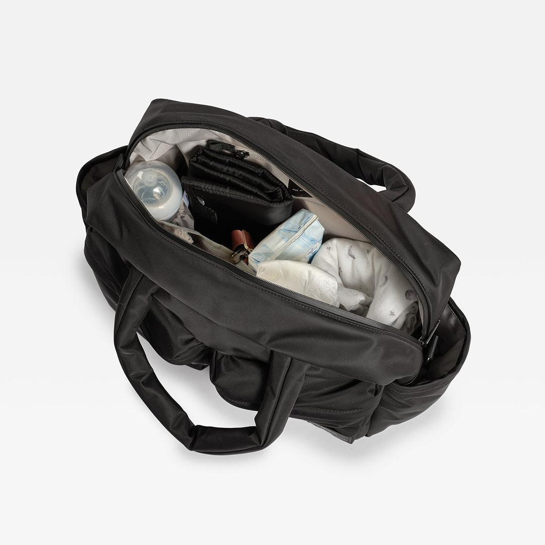 Finnson Iris Eco Double Pocket Holdall - Black-Changing Bags- | Natural Baby Shower