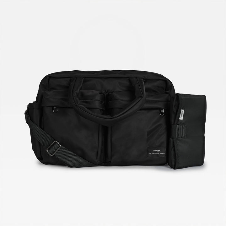 Finnson Iris Eco Double Pocket Holdall - Black-Changing Bags- | Natural Baby Shower