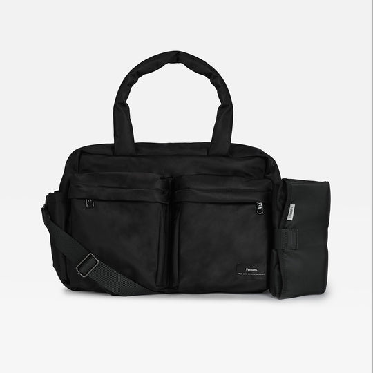 Finnson Iris Eco Double Pocket Holdall - Black-Changing Bags- | Natural Baby Shower