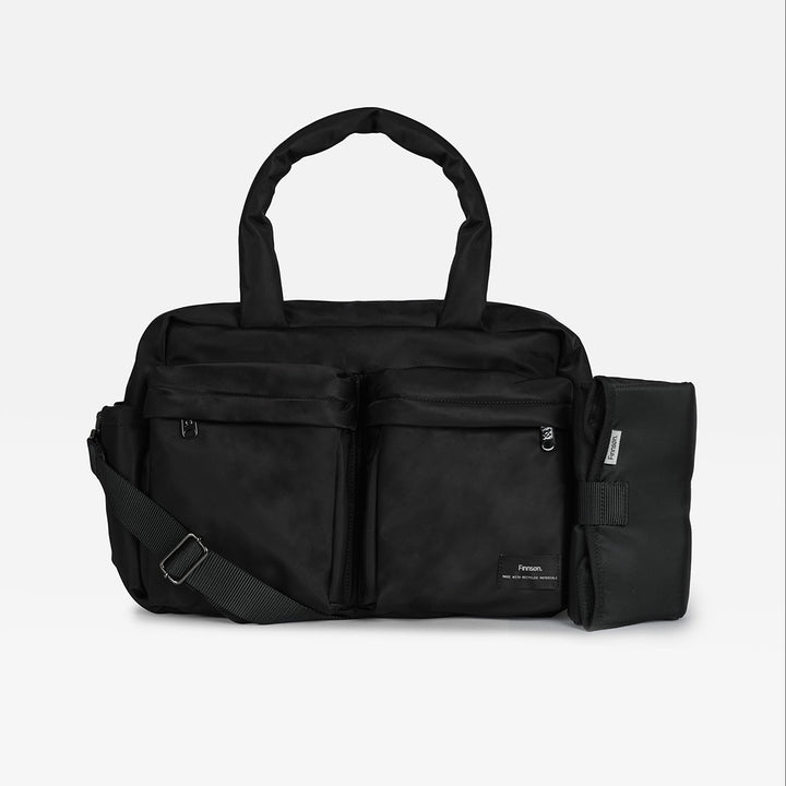 Finnson Iris Eco Double Pocket Holdall - Black-Changing Bags- | Natural Baby Shower