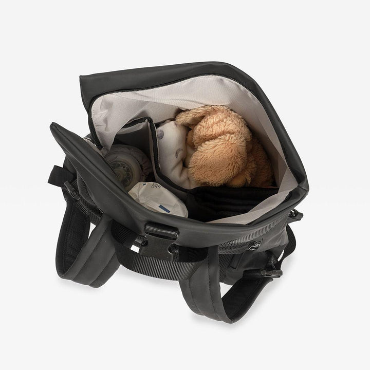 Finnson Viggo Eco Roll Top Changing Backpack - Black-Changing Bags- | Natural Baby Shower