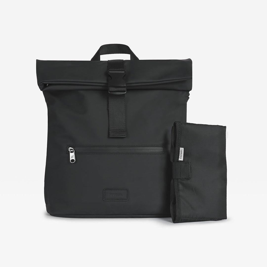 Finnson Viggo Eco Roll Top Changing Backpack - Black-Changing Bags- | Natural Baby Shower