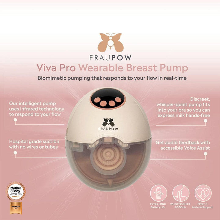 Fraupow Viva Pro Wearable Hands-Free Breast Pump - Pink-Breast Pumps-Pink- | Natural Baby Shower