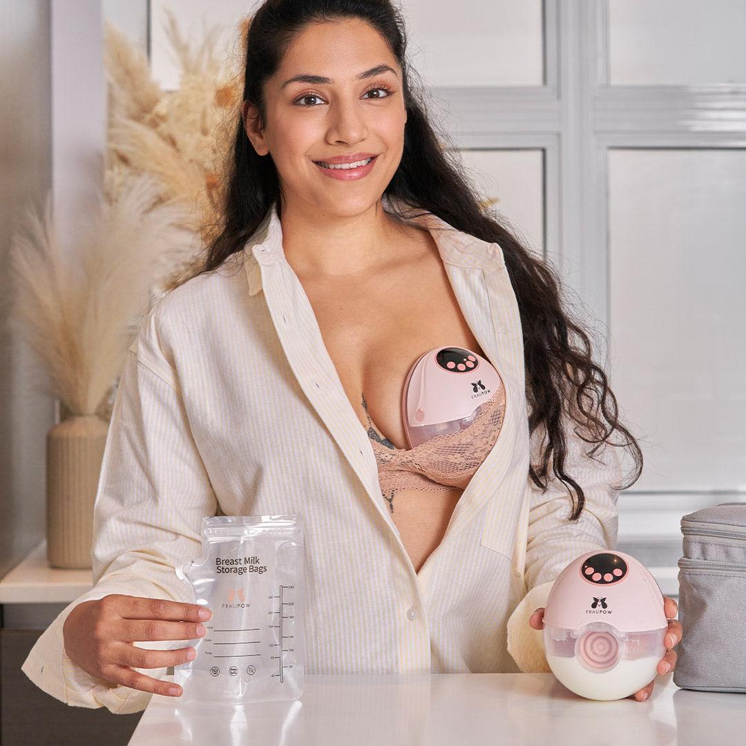 Fraupow Viva Pro Wearable Hands-Free Breast Pump - Pink-Breast Pumps-Pink- | Natural Baby Shower