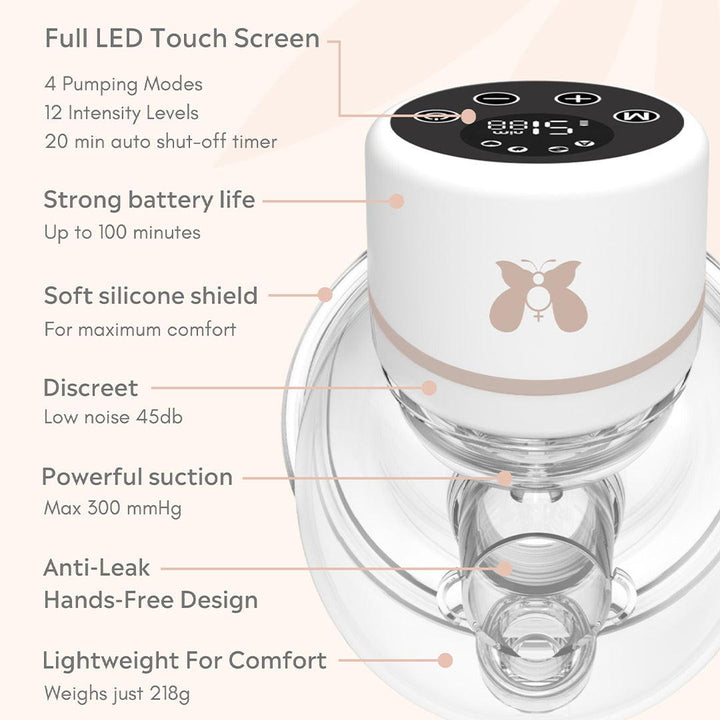 Fraupow Double Wearable Hands-Free Breast Pump - White-Breast Pumps-White- | Natural Baby Shower