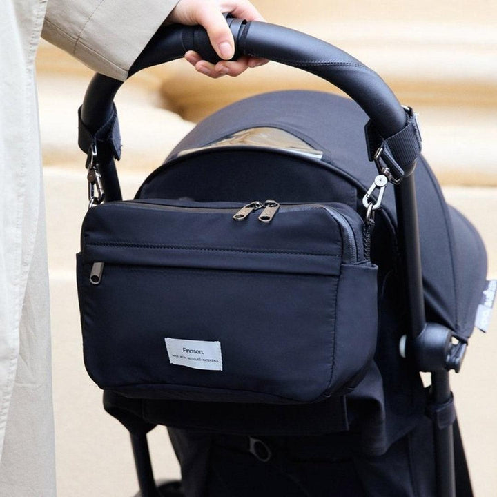 Finnson Frida Eco Stroller Organiser With Stroller Clips - Black-Stroller Organisers-Black- | Natural Baby Shower