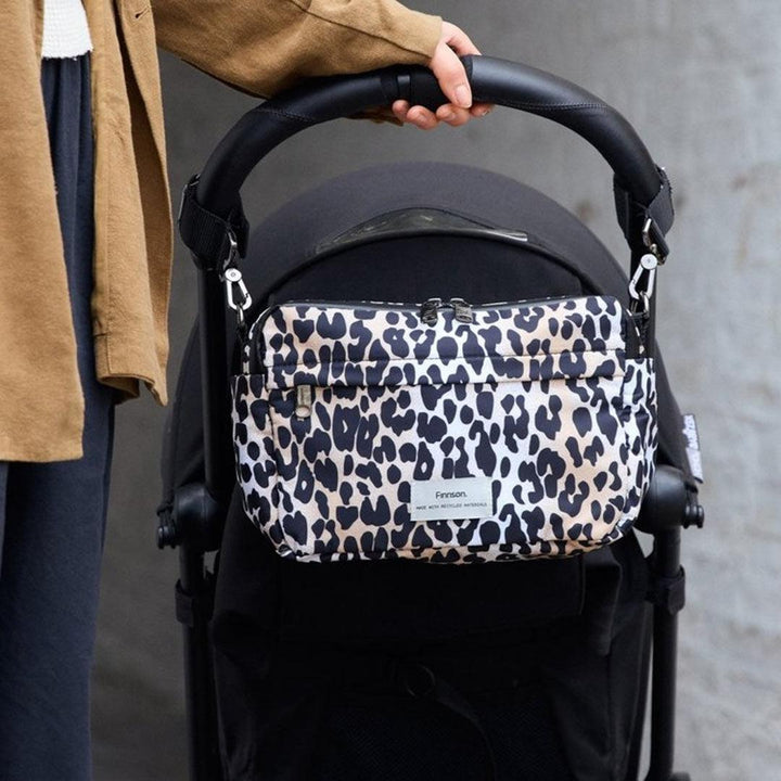 Finnson Frida Eco Stroller Organiser With Stroller Clips - Leopard-Stroller Organisers-Leopard- | Natural Baby Shower