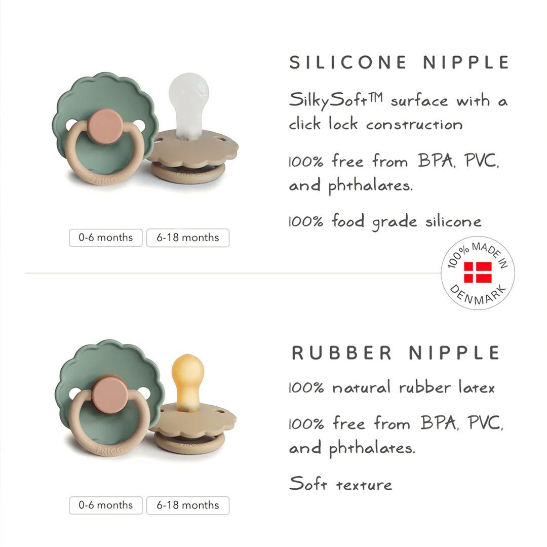 FRIGG Daisy Silicone Pacifier - 2 Pack - Chamomile/Honey Gold-Pacifiers-Chamomile/Honey Gold-Size 1 | Natural Baby Shower