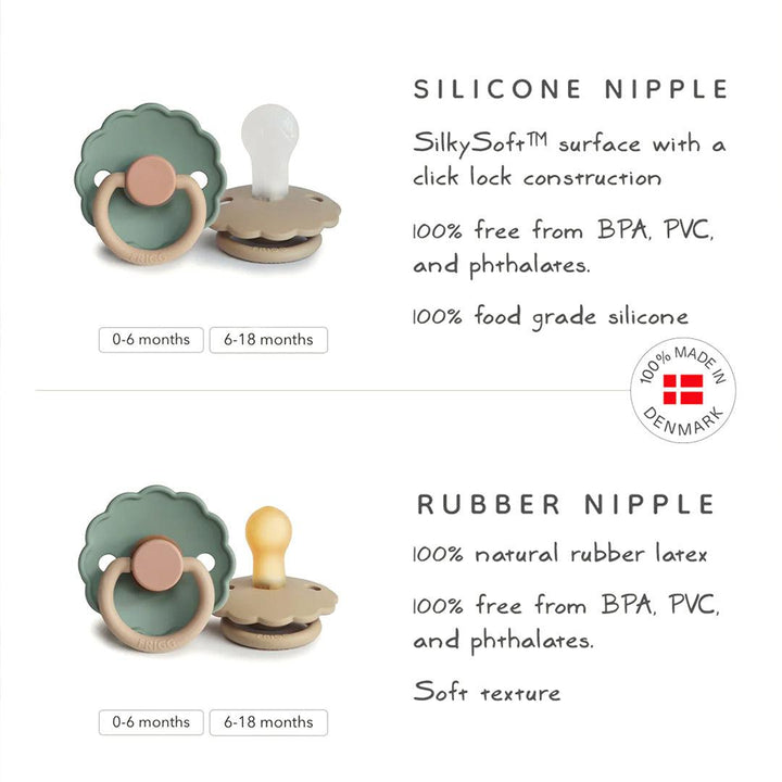 FRIGG Daisy Silicone Pacifier - 2 Pack - Chamomile/Honey Gold-Pacifiers-Chamomile/Honey Gold-Size 1 | Natural Baby Shower