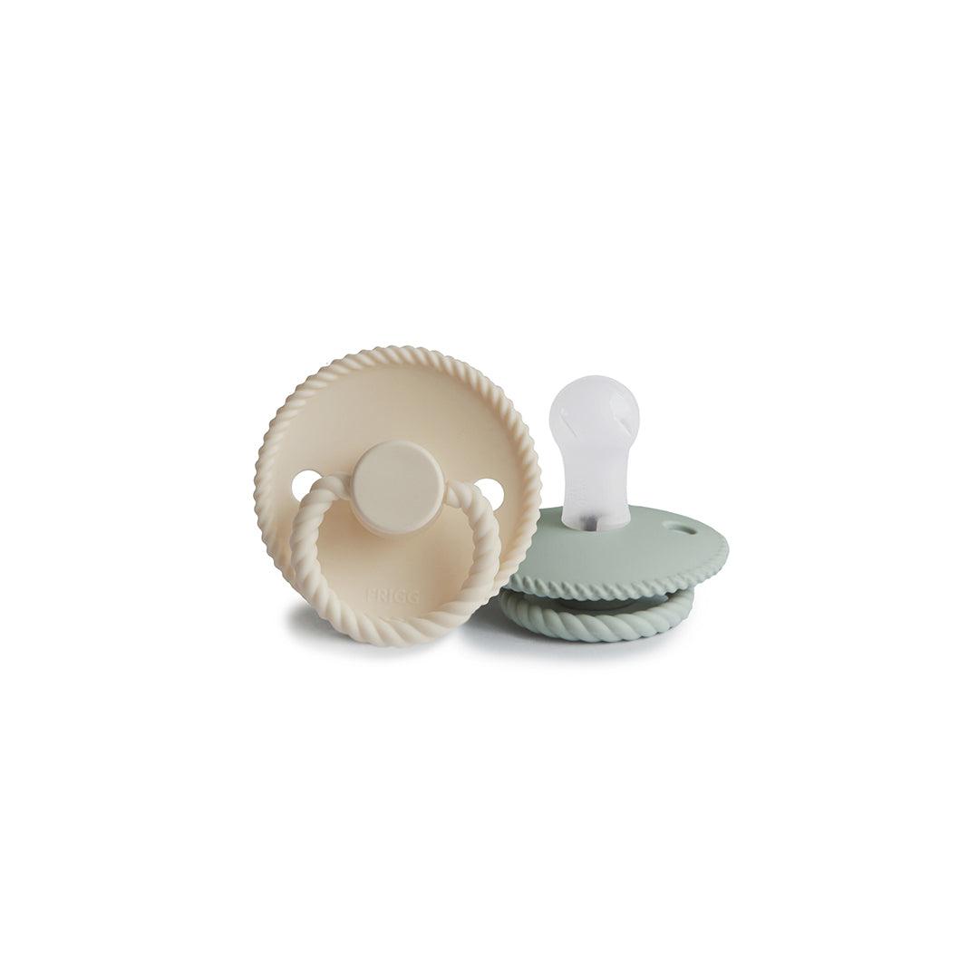 FRIGG Rope Silicone Pacifier - 2 Pack - Cream - Sage-Pacifiers-Cream/Sage-0-6m | Natural Baby Shower