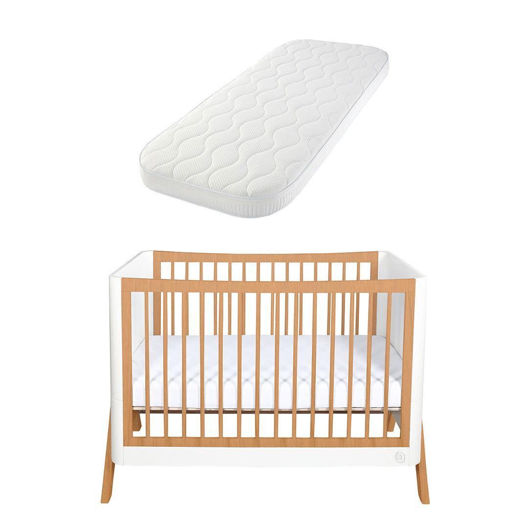 Gaia Baby Hera Cot Bed 'Studio Edit' - White / Oak-Cot Beds-White / Oak-With Mattress | Natural Baby Shower