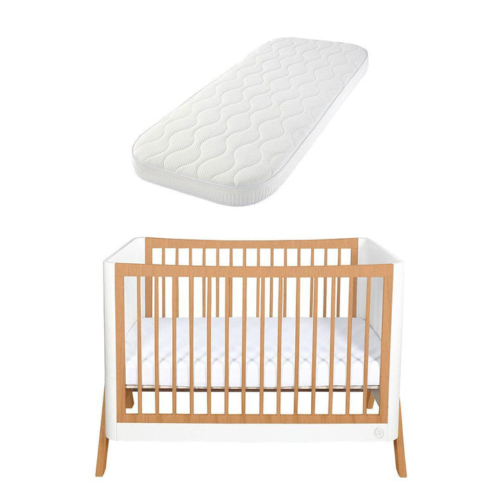 Gaia Baby Hera Cot Bed 'Studio Edit' - White / Oak-Cot Beds-White / Oak-With Mattress | Natural Baby Shower