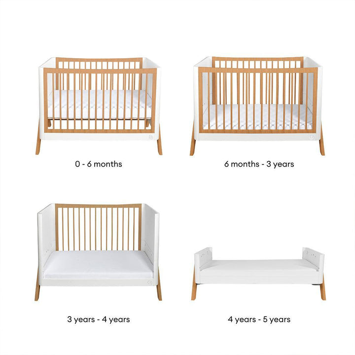 Gaia Baby Hera Cot Bed 'Studio Edit' - White / Oak-Cot Beds-White / Oak-Without Mattress | Natural Baby Shower