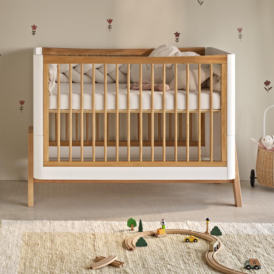 Gaia Baby Hera Cot Bed 'Studio Edit' - White / Oak-Cot Beds-White / Oak-Without Mattress | Natural Baby Shower
