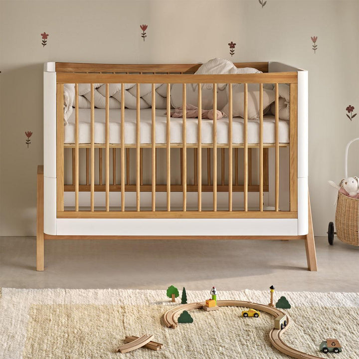 Gaia Baby Hera Cot Bed 'Studio Edit' - White / Oak-Cot Beds-White / Oak-Without Mattress | Natural Baby Shower