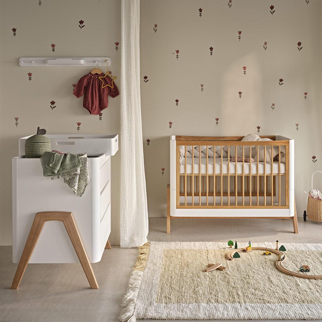 Gaia Baby Hera Cot Bed 'Studio Edit' - White / Oak-Cot Beds-White / Oak-Without Mattress | Natural Baby Shower