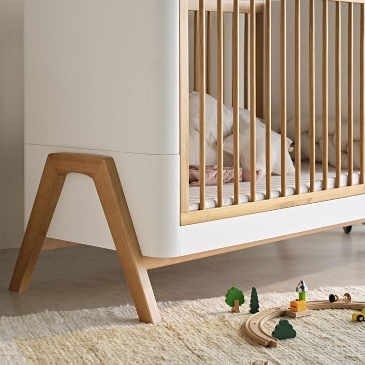 Gaia Baby Hera Cot Bed 'Studio Edit' - White / Oak-Cot Beds-White / Oak-Without Mattress | Natural Baby Shower
