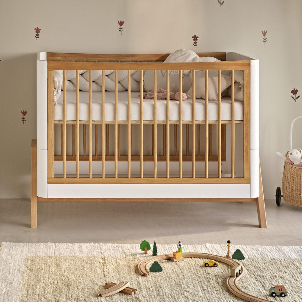 Gaia Baby Hera Cot Bed 'Studio Edit' - White / Oak-Cot Beds-White / Oak-Without Mattress | Natural Baby Shower