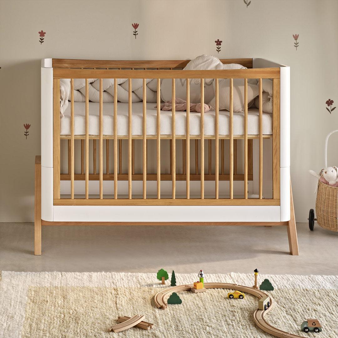 Gaia Baby Hera Cot Bed 'Studio Edit' - White / Oak-Cot Beds-White / Oak-Without Mattress | Natural Baby Shower