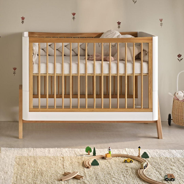 Gaia Baby Hera Cot Bed 'Studio Edit' - White / Oak-Cot Beds-White / Oak-Without Mattress | Natural Baby Shower