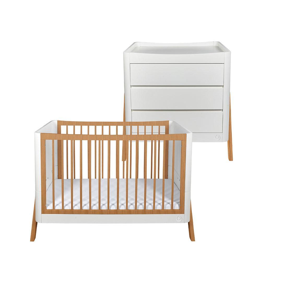 Gaia Baby Hera 'Studio Edit" Two Piece Set (Cot & Dresser) - White / Oak-Nursery Sets-White / Oak-Without Mattress | Natural Baby Shower