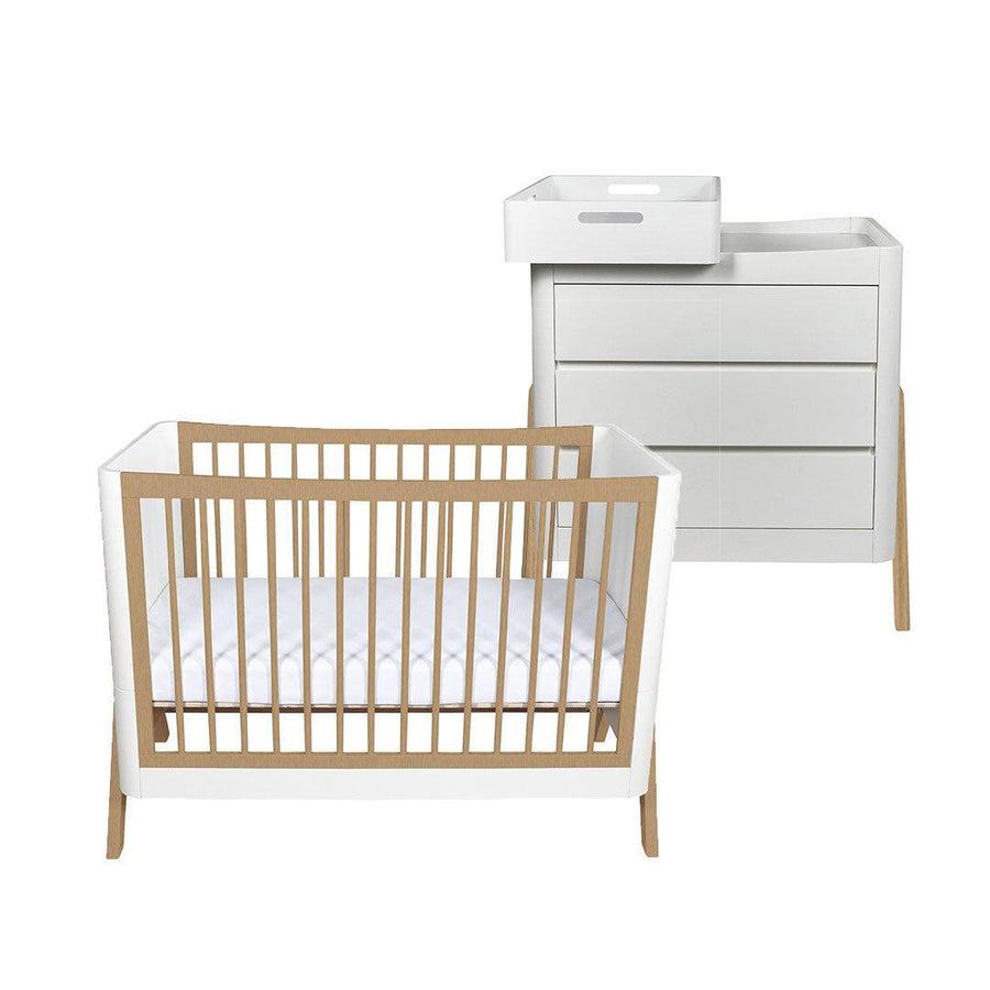 Gaia Baby Hera 'Studio Edit" Two Piece Set (Cot & Dresser) - White / Oak-Nursery Sets-White / Oak-Without Mattress | Natural Baby Shower