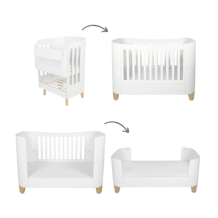 Gaia Baby Serena Cot Bed + Bedside Crib - Includes Bedside mattress - White / Natural-Cot Beds-White / Natural- | Natural Baby Shower